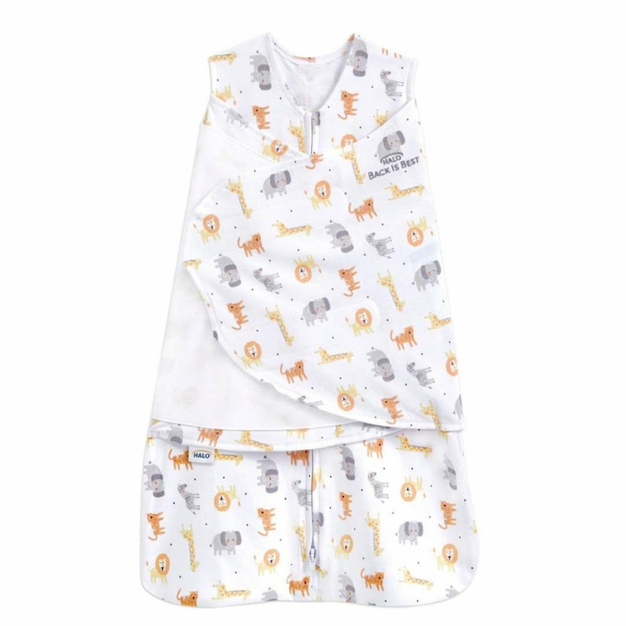 HALO 100% Cotton 3-Way Adjustable Sleepsack Swaddle - Tog 1.5 Wearable Blanket for Babies 3-6 Months, Leaves Design