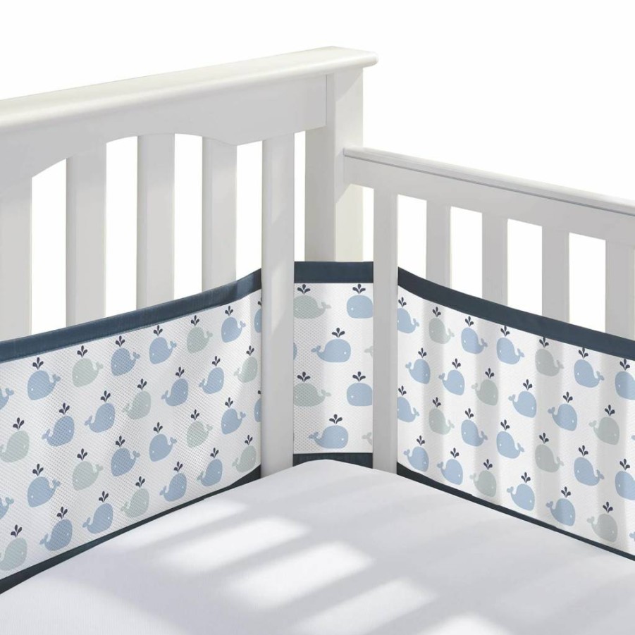 BreathableBaby Classic 3mm Mesh Crib Liner for Full-Size Cribs - Breathable, Safe, and Secure Fit for 3 or 4 Sides (Best Friends Design)