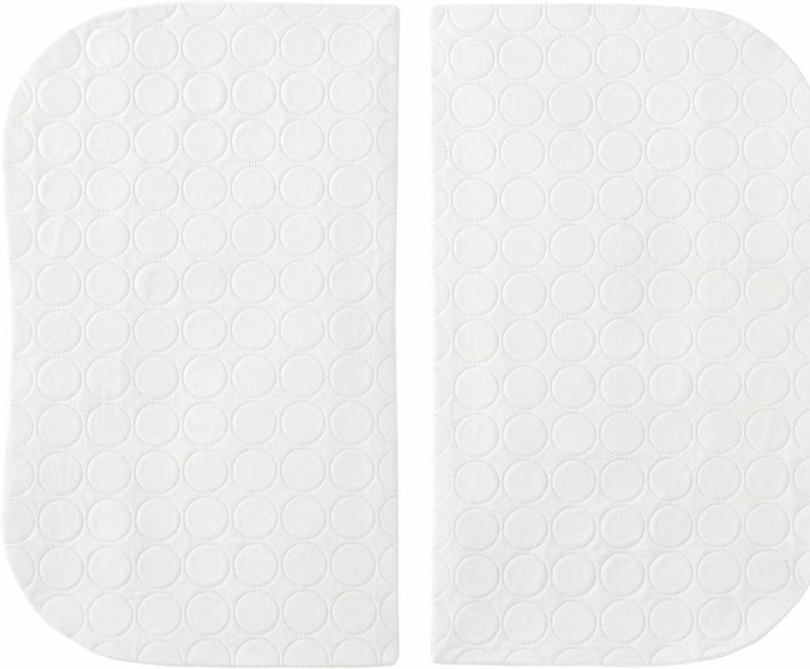 HALO Twin Bassinet Waterproof Mattress Pads - 2-Pack, White | Breathable & Washable Crib Sheets for Baby Sleep Safety