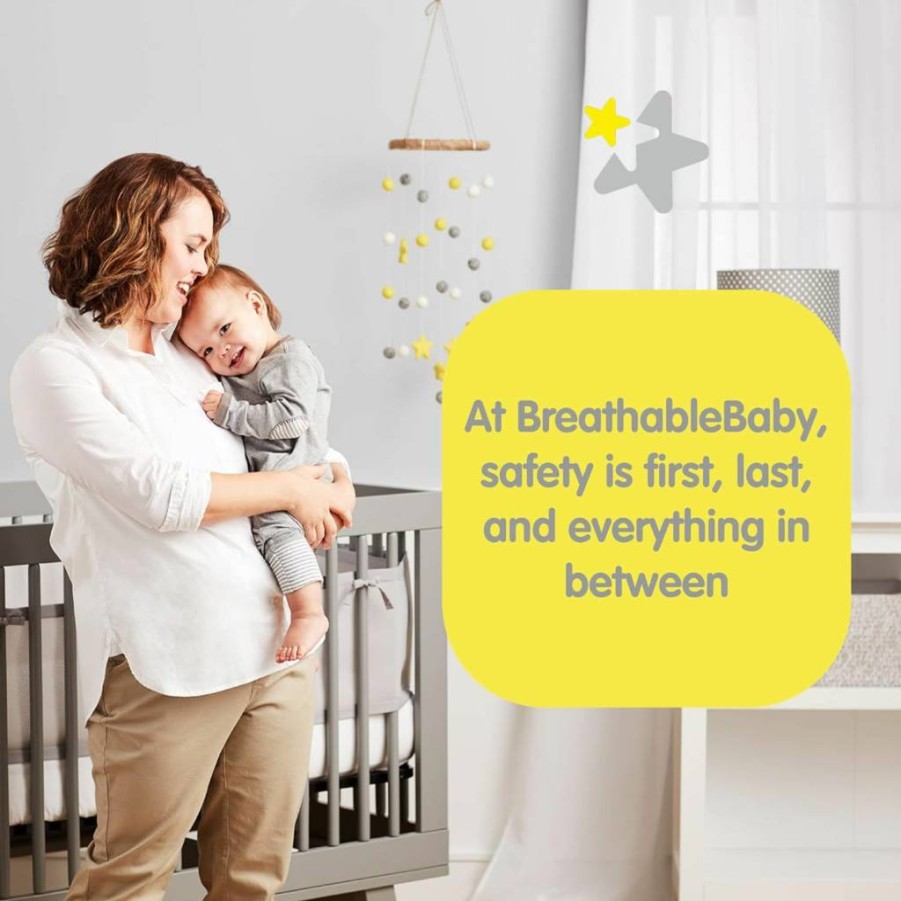 BreathableBaby Deluxe 4mm Mesh Crib Liner for Full-Size Cribs - Soft, Breathable, Safe Baby Bedding with Adorable Elephant Design (Covers 3-4 Sides)