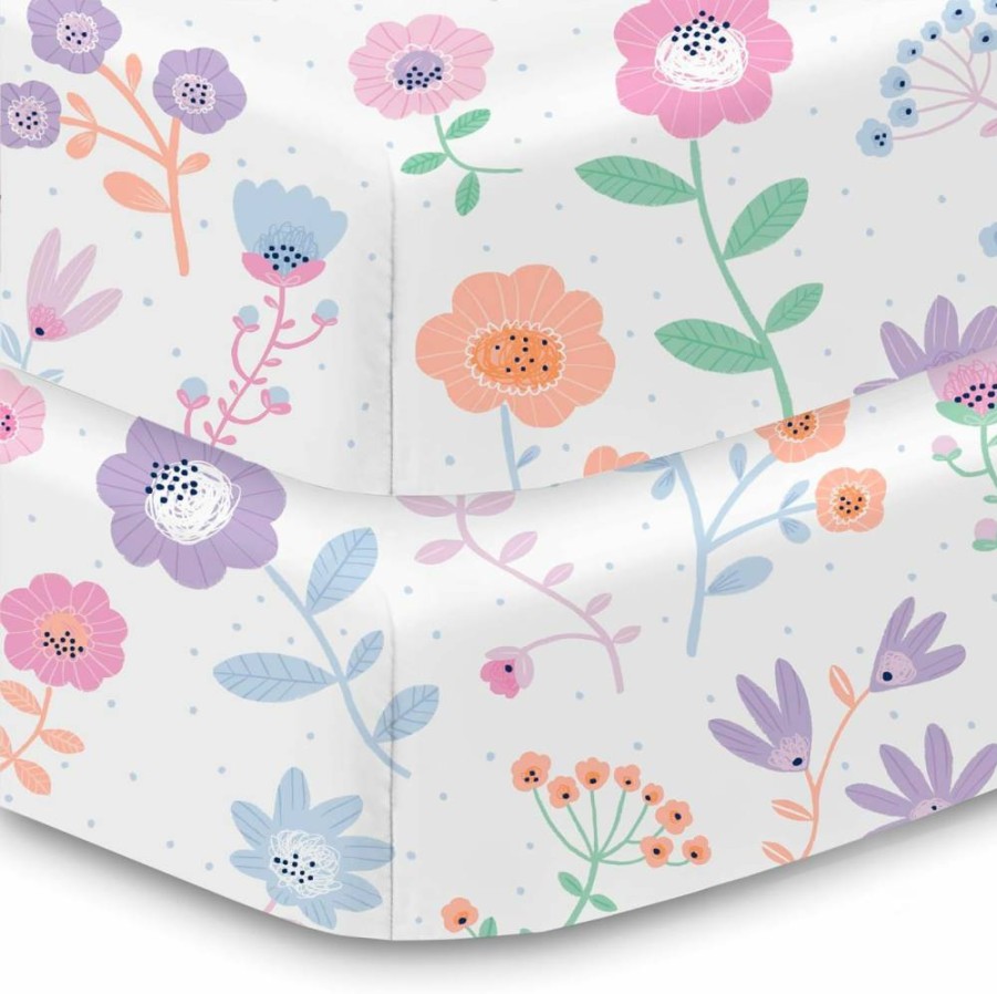 BreathableBaby 2-Pack Cotton Percale Fitted Crib Sheets for 52" x 28" Mattress, Farm Print, Breathable & Safe for Toddler Bed