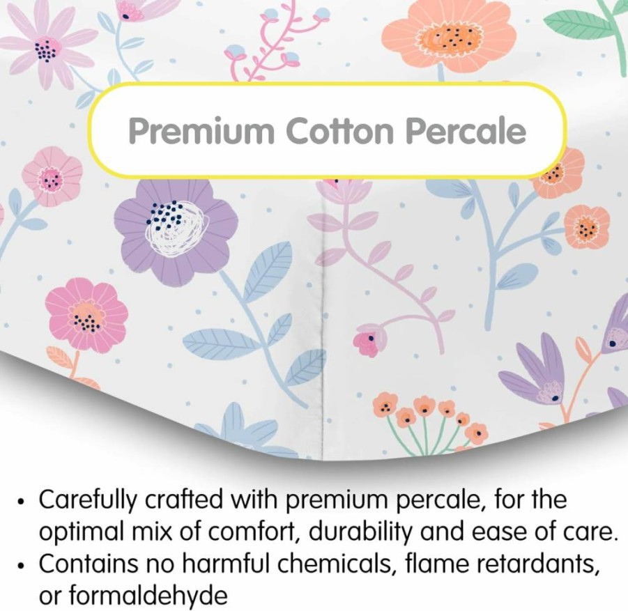 BreathableBaby 2-Pack Cotton Percale Fitted Crib Sheets for 52" x 28" Mattress, Farm Print, Breathable & Safe for Toddler Bed
