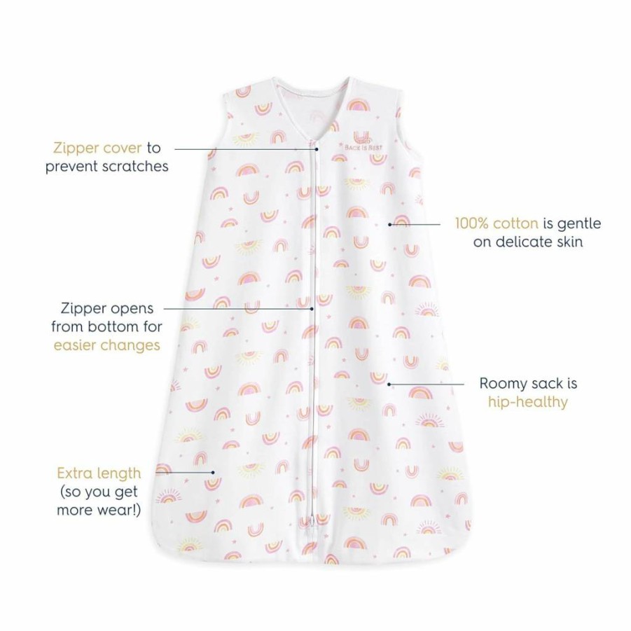 HALO SleepSack 100% Cotton Wearable Blanket for Babies, Soft Pink Swaddle Transition Bag, TOG 0.5, Large 12-18 Months, Safe Baby Sleep Sack