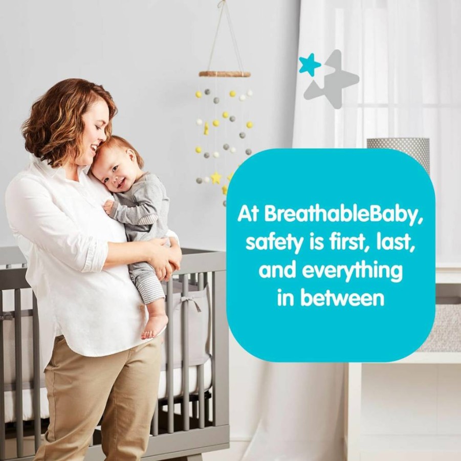 BreathableBaby Airflowbaby Crib Mesh Liner - 52"x28" White 2mm Essential Mesh, 11" Height, Fits 3-4 Crib Sides, Safety Tested (Not for Mini Cribs)